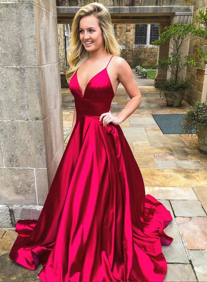Burgundy Sweetheart A Line Elastic Satin Zipper Back Long Prom Dresses BD22132