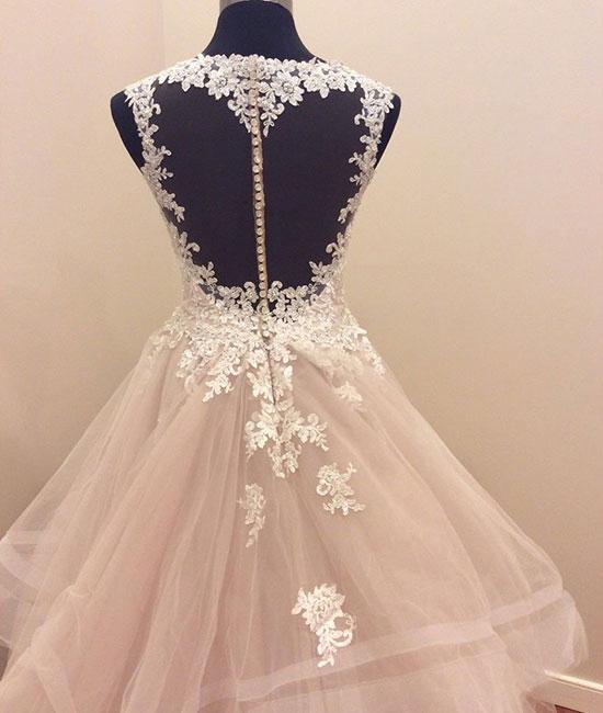 Custom Made Tulle Lace Long Prom Gown, Lace Prom Dresses,PD4558943