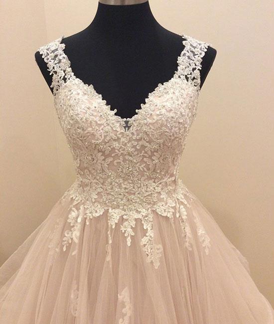Custom Made Tulle Lace Long Prom Gown, Lace Prom Dresses,PD4558943