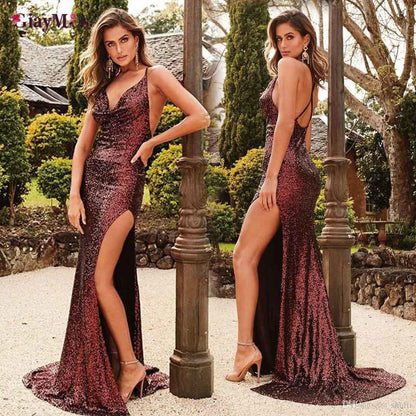 Burgundy Sequin Charming Long Prom Dresses,Formal Mermaid Prom Dress,HD200