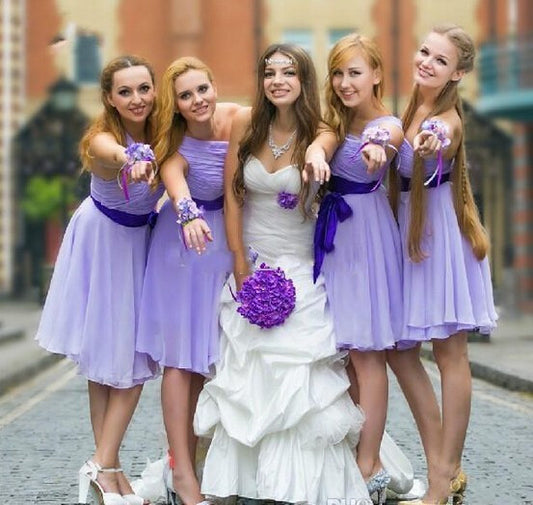 lavender bridesmaid dress,short bridesmaid dress,one shoulder bridesmaid dress,cheap bridesmaid dress,BD1650